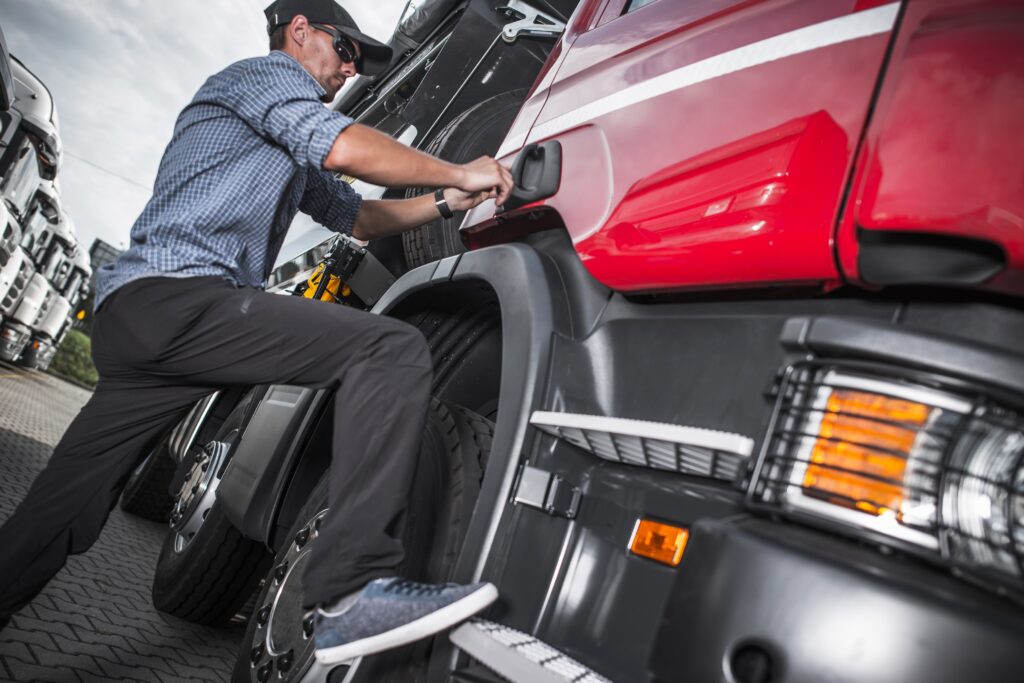 Truck driver getting ready to go to the road